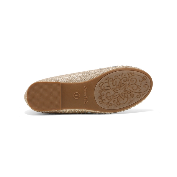 Girl's Comfortable Ballerina Flats - GOLD GLITTER - 5
